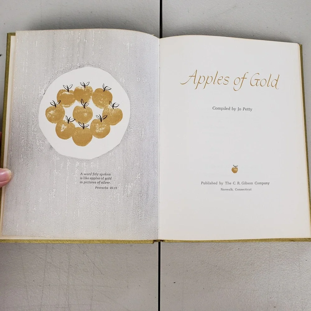 Apples of Gold Jo Petty 1962 Vintage Hardcover C.R. Gibson Inspirational Quotes